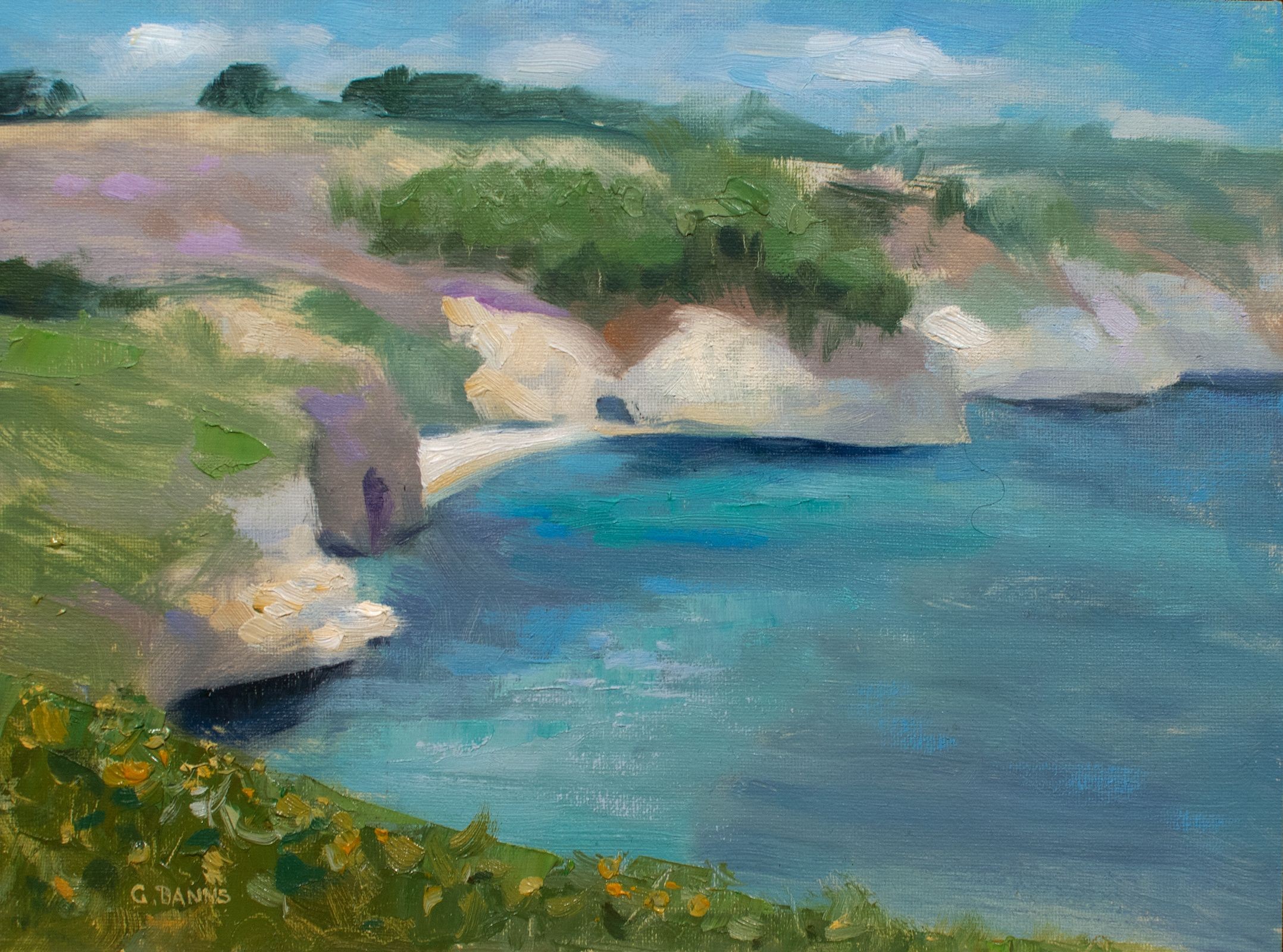 Gav Banns, Ocean Coastal Path Brittany Finisterre, Painting, Oil on Canvas Gav Banns, Ocean Coastal Path Brittany Finisterre, Painting, Oil on Canvas