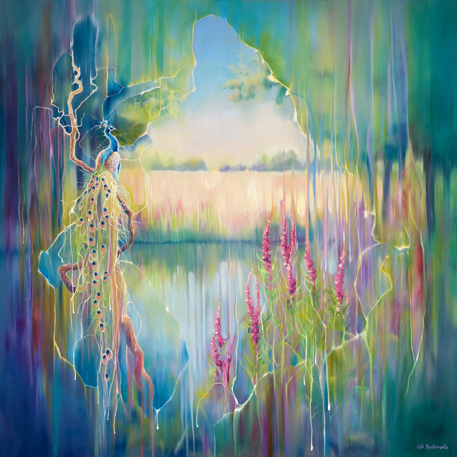 Gill Bustamante, The peacocks secret, Painting, Oil on canvas Gill Bustamante, The peacocks secret, Painting, Oil on canvas