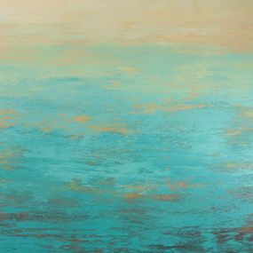 Peinture, Aqua beach - Modern abstract beach, Painting, Acrylic on canvas, Suzanne Vaughan