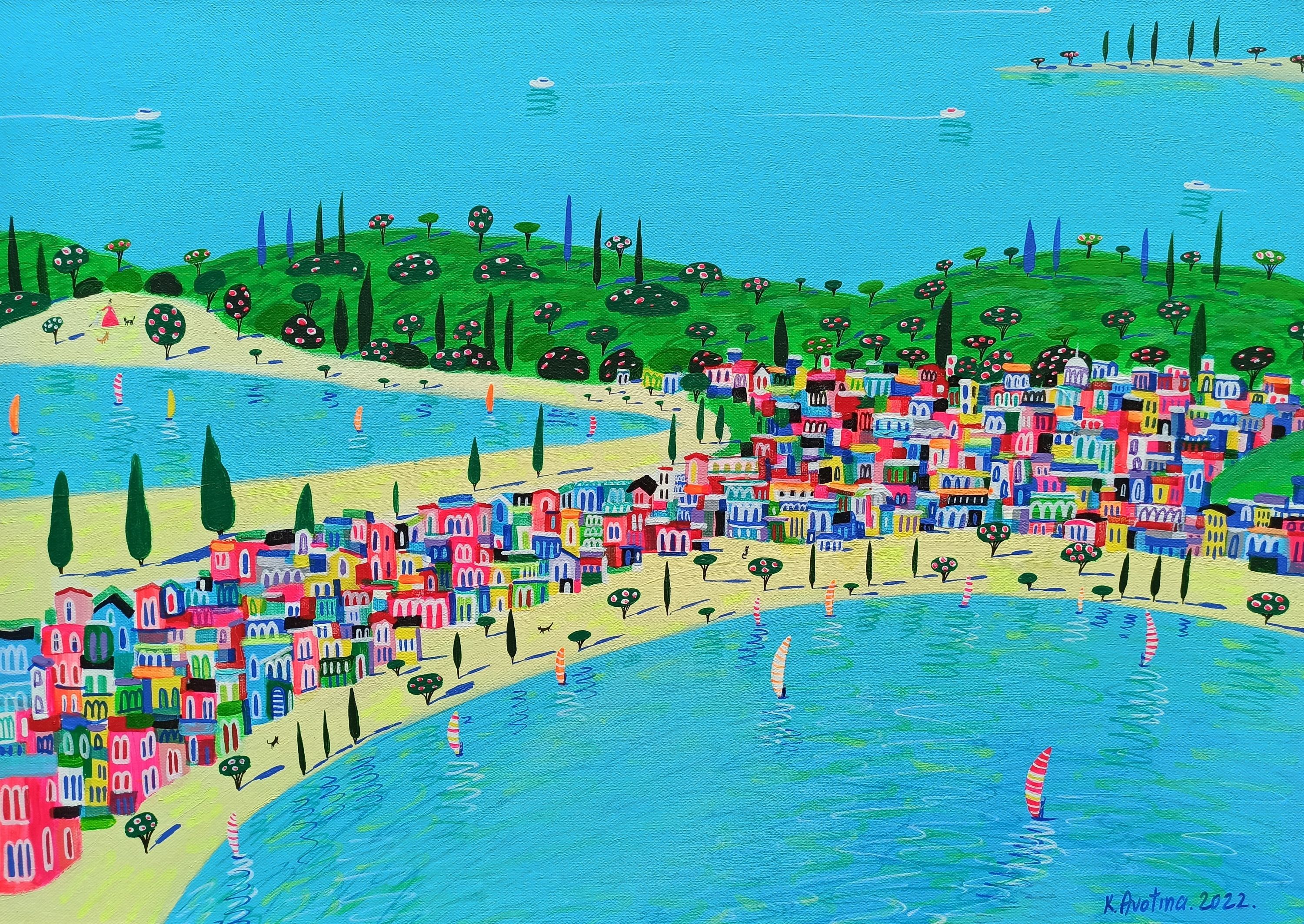 Katrina Avotina, The Bay Of Gattara, Painting, Acrylic on Canvas Katrina Avotina, The Bay Of Gattara, Painting, Acrylic on Canvas