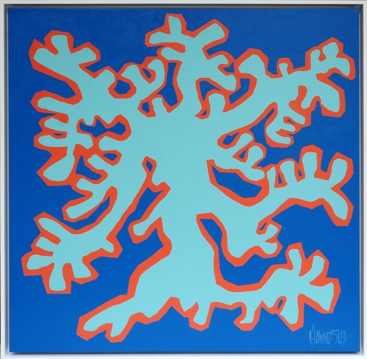 Karin Lowney Seed, Coral in Blue and Aqua, Painting, Acrylic on Canvas Karin Lowney Seed, Coral in Blue and Aqua, Painting, Acrylic on Canvas