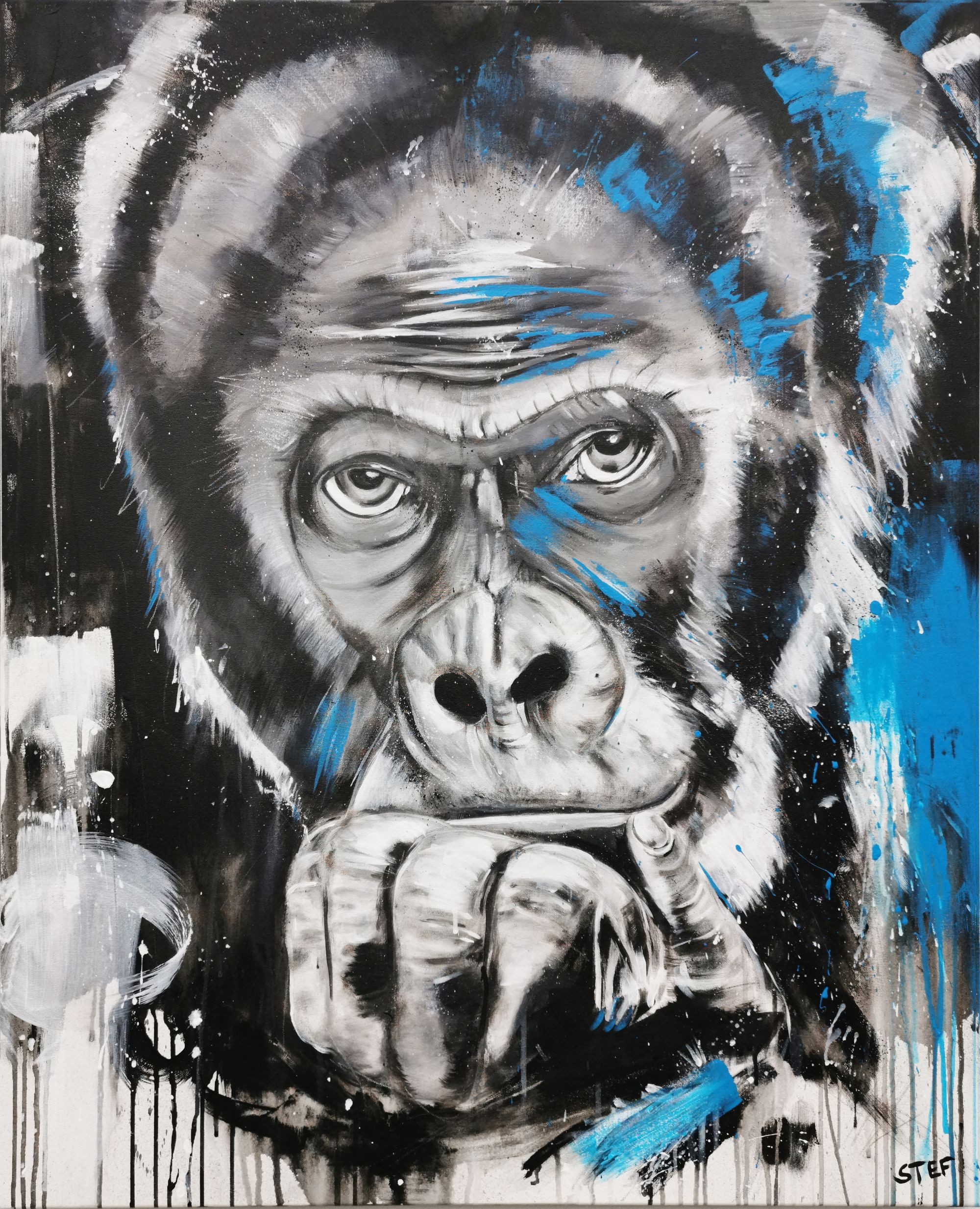 Stefanie Rogge, Gorilla - hominedea, Painting, Acrylic on Canvas Stefanie Rogge, Gorilla - hominedea, Painting, Acrylic on Canvas