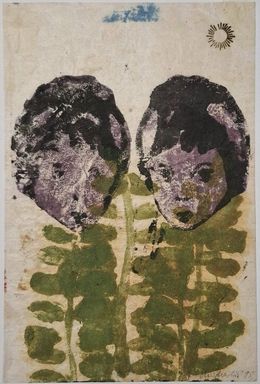 Gemälde, Ohne Titel (2 Köpfe und Pflanzen), Ulrike Michaelis