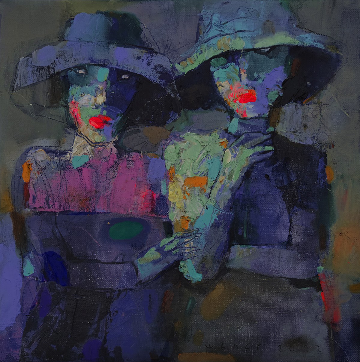 Victor Sheleg, Two girlfriends in blue Victor Sheleg, Two girlfriends in blue