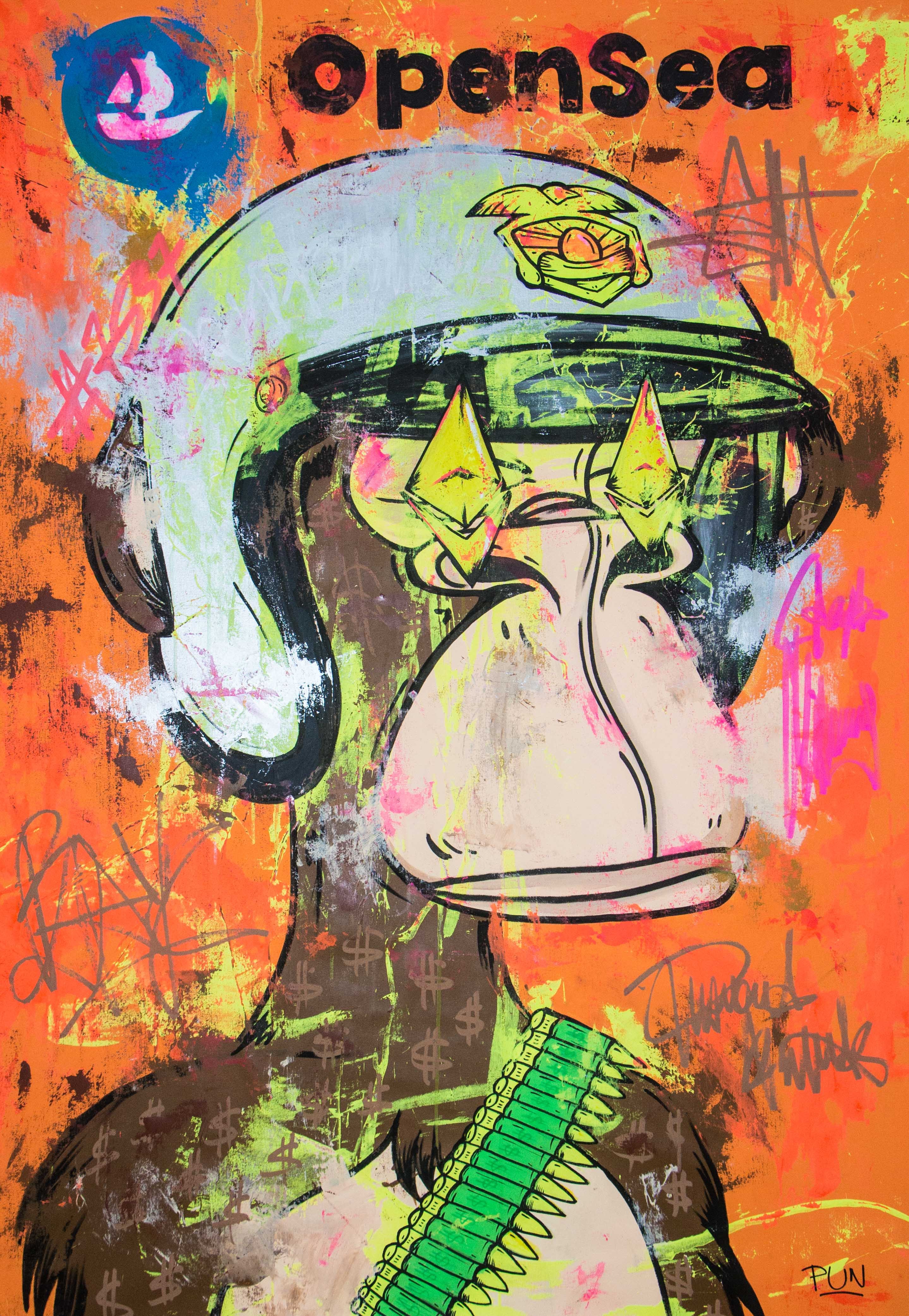Carlos Pun Art, Bored Ape Yacht Club #7537 in acrylics Carlos Pun Art, Bored Ape Yacht Club #7537 in acrylics