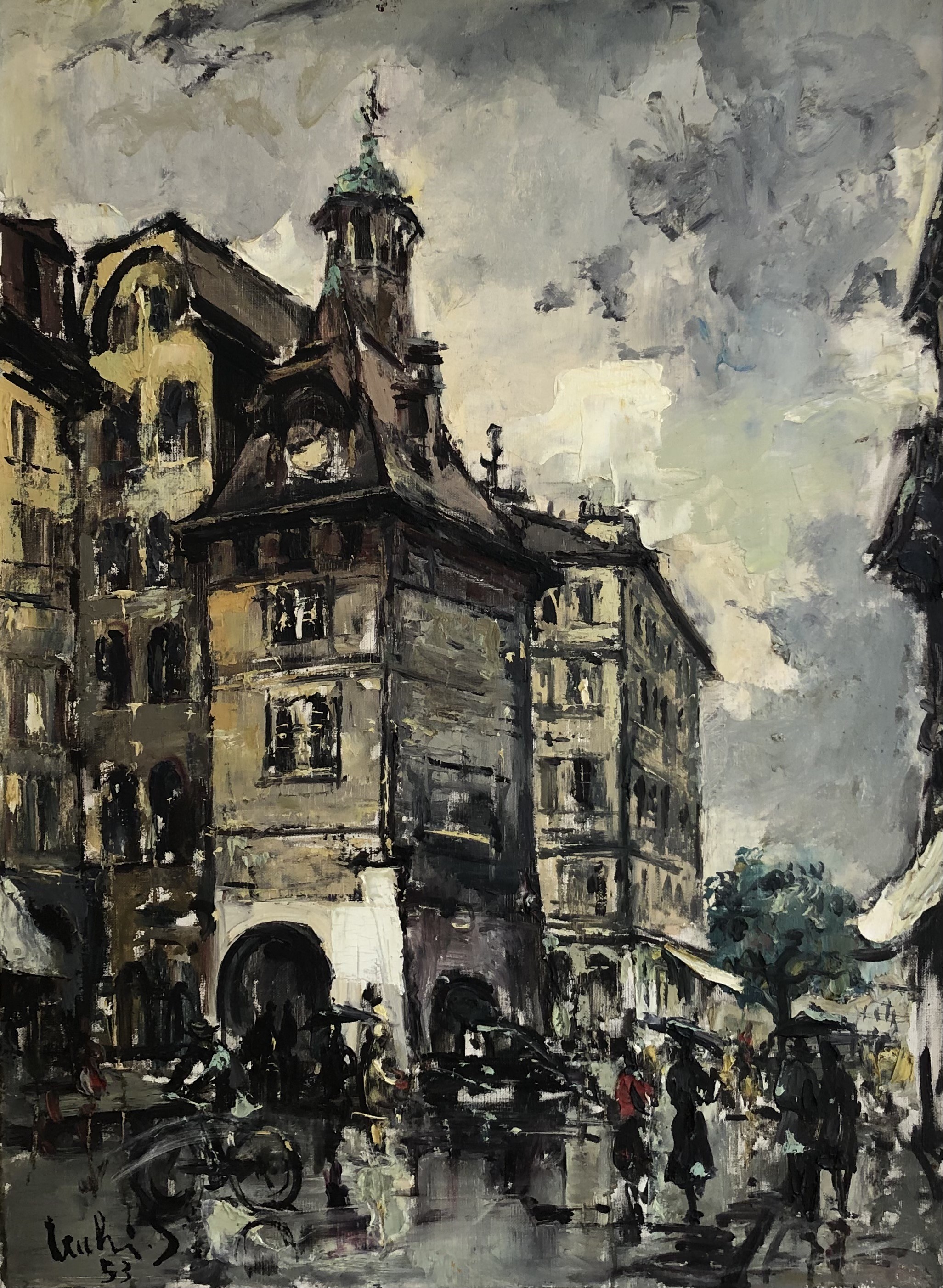 Sergio Cecchi, La place du Molard animée, Genève Sergio Cecchi, La place du Molard animée, Genève