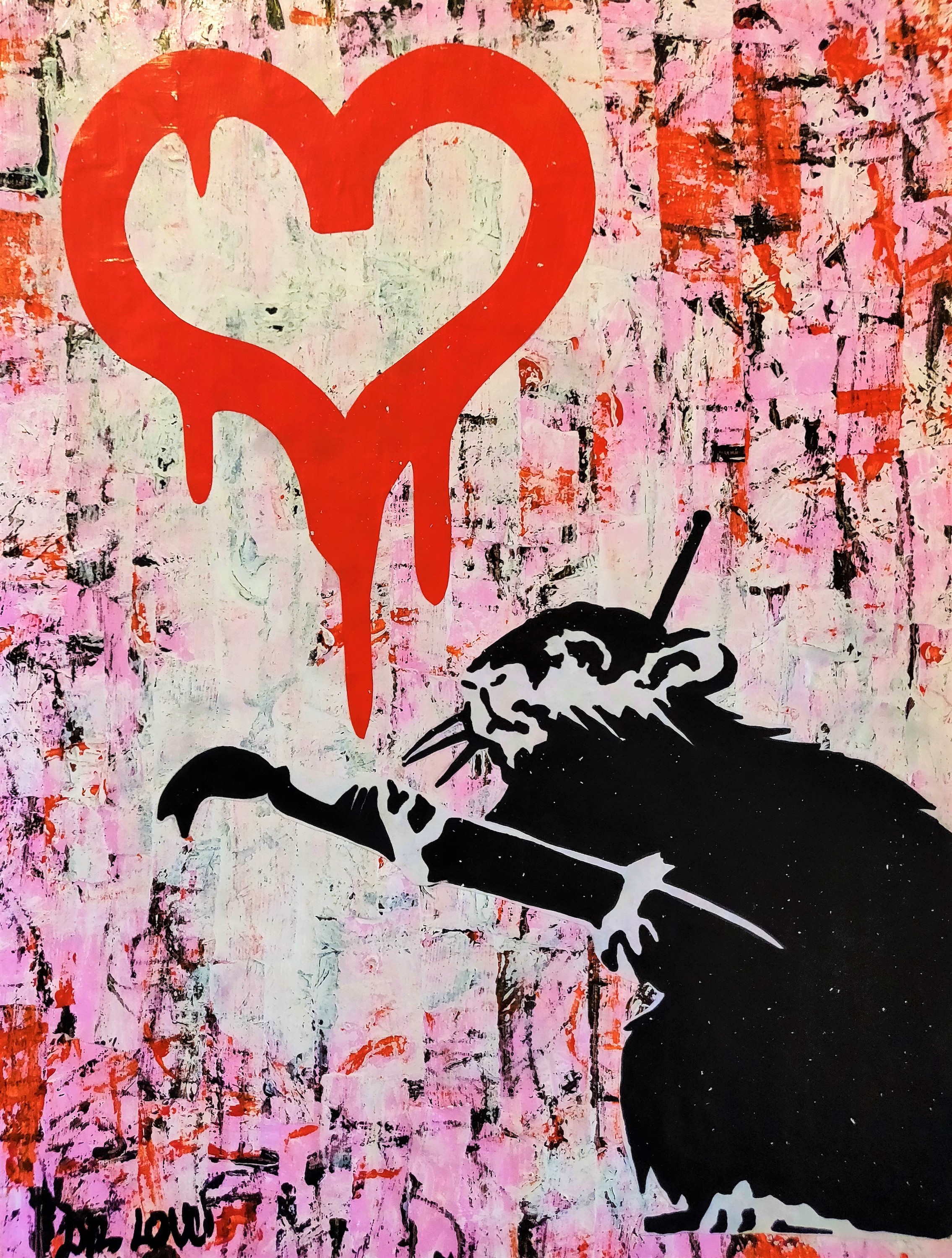 Street rat in love (a tribute to Banksy)