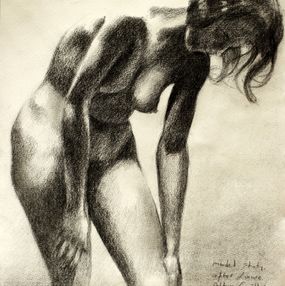 Fine Art Drawings, Model study, after Laure Albin Guillot - 25-08-22, Drawing, Pencil/Colored Pencil on Paper, Corné Akkers