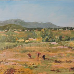 Pintura, South of Taos, Painting, Oil on Wood Panel, Richard Szkutnik