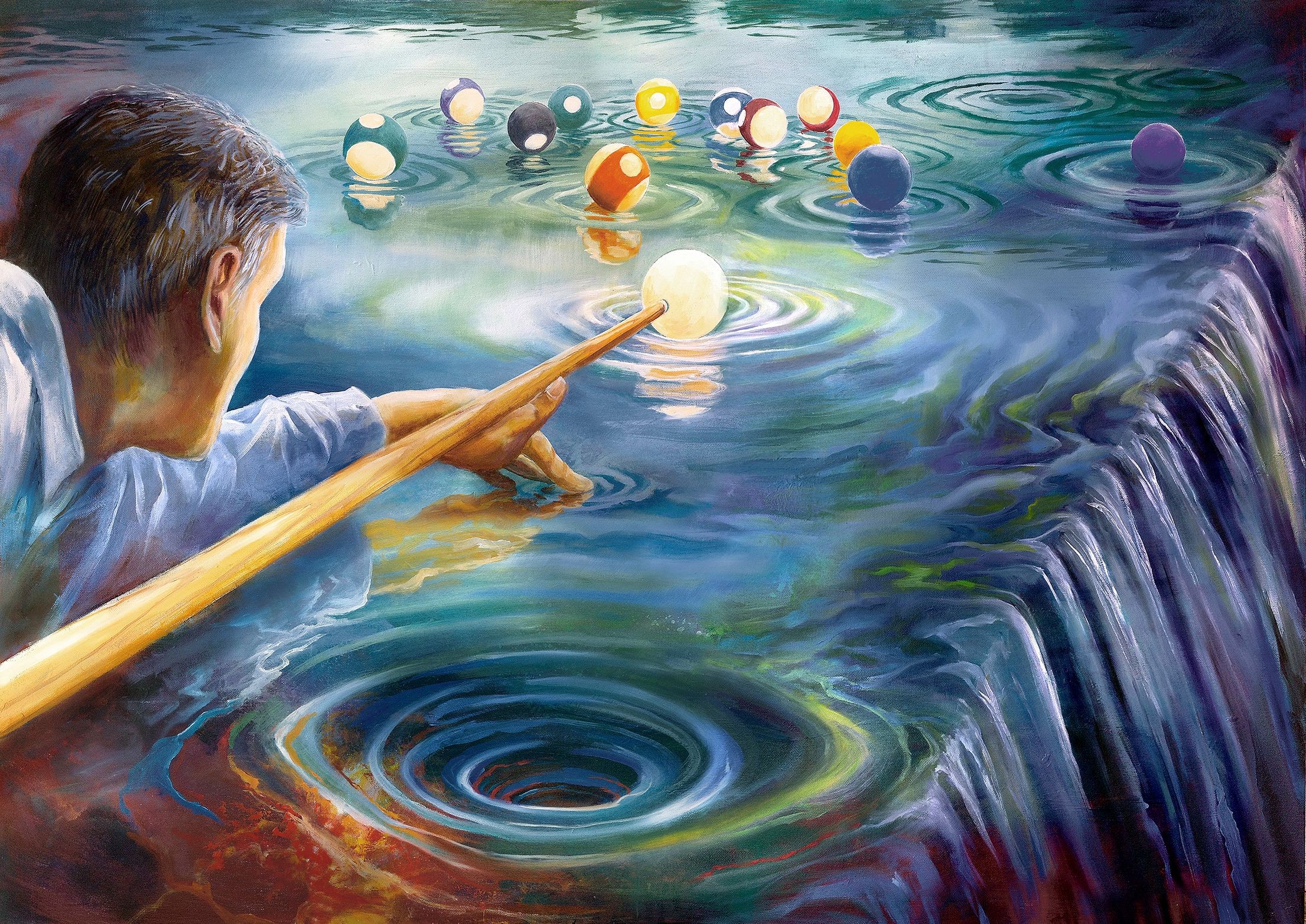 Daniel Loveday, Pool, Painting, Oil on Canvas Daniel Loveday, Pool, Painting, Oil on Canvas