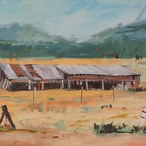 Painting, Cowshed, Painting, Oil on Canvas, Richard Szkutnik