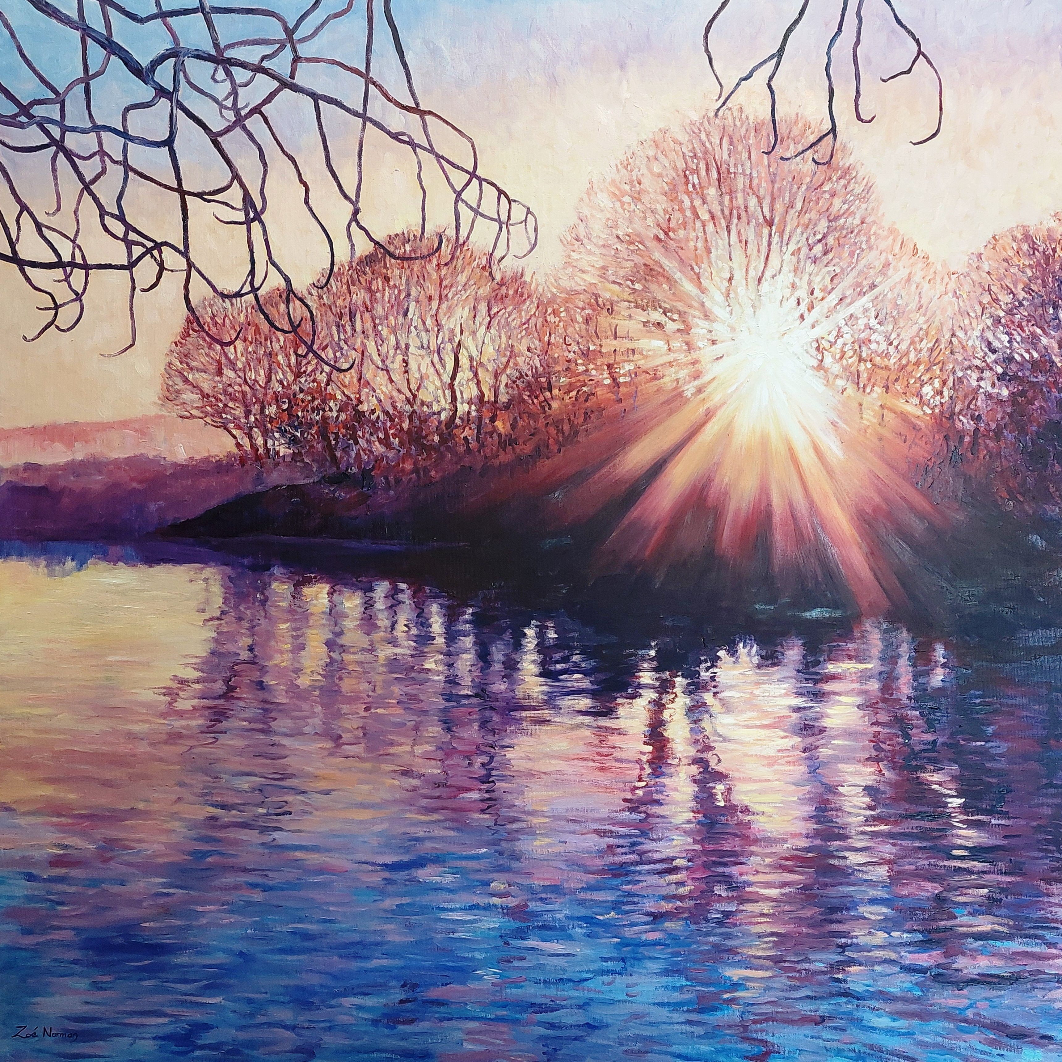 Zoe Elizabeth Norman, Morning on the Norfolk Broads, Painting, Oil on Canvas Zoe Elizabeth Norman, Morning on the Norfolk Broads, Painting, Oil on Canvas