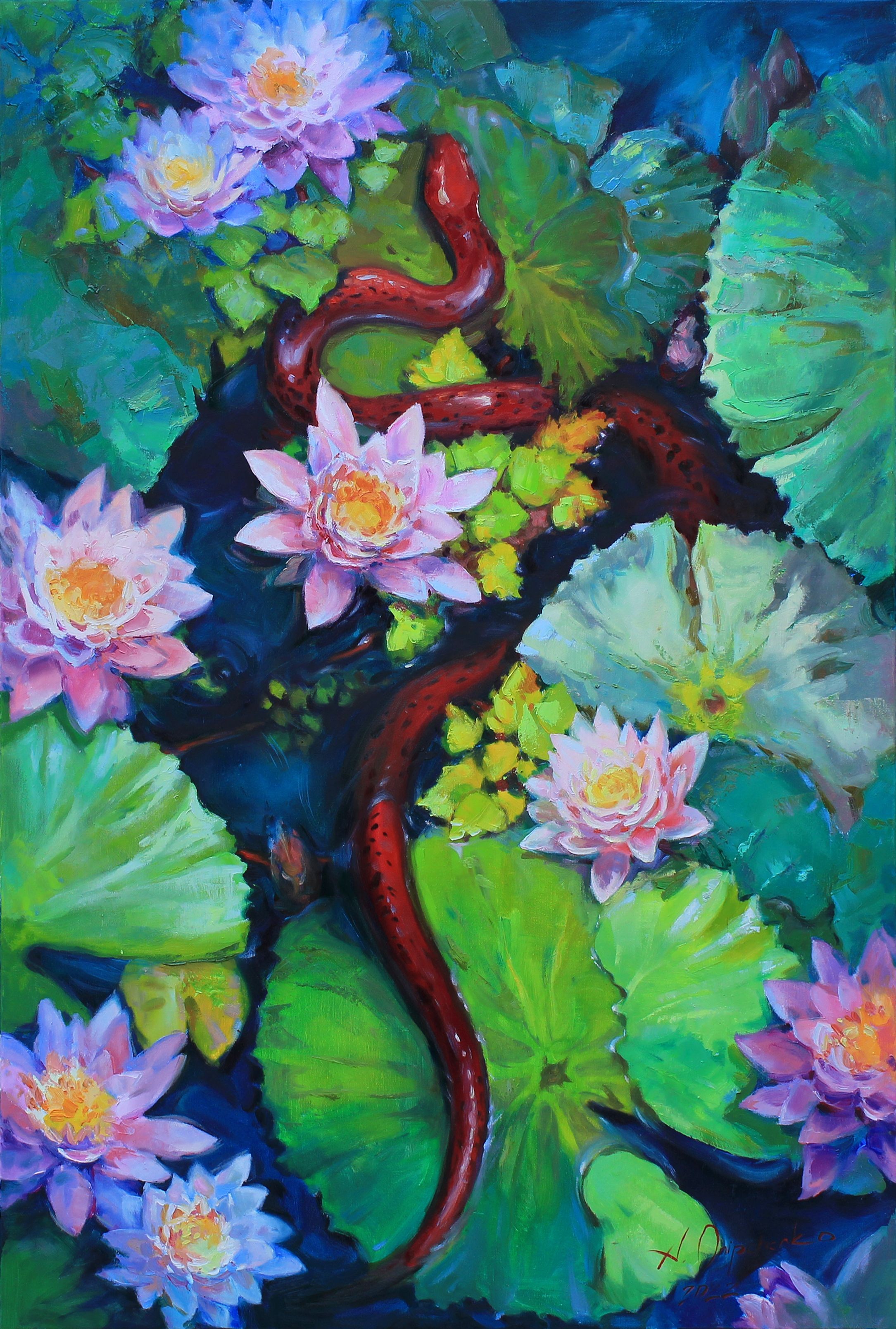 Alisa Onipchenko-Cherniakovska, Red snake, Painting, Oil on canvas Alisa Onipchenko-Cherniakovska, Red snake, Painting, Oil on canvas