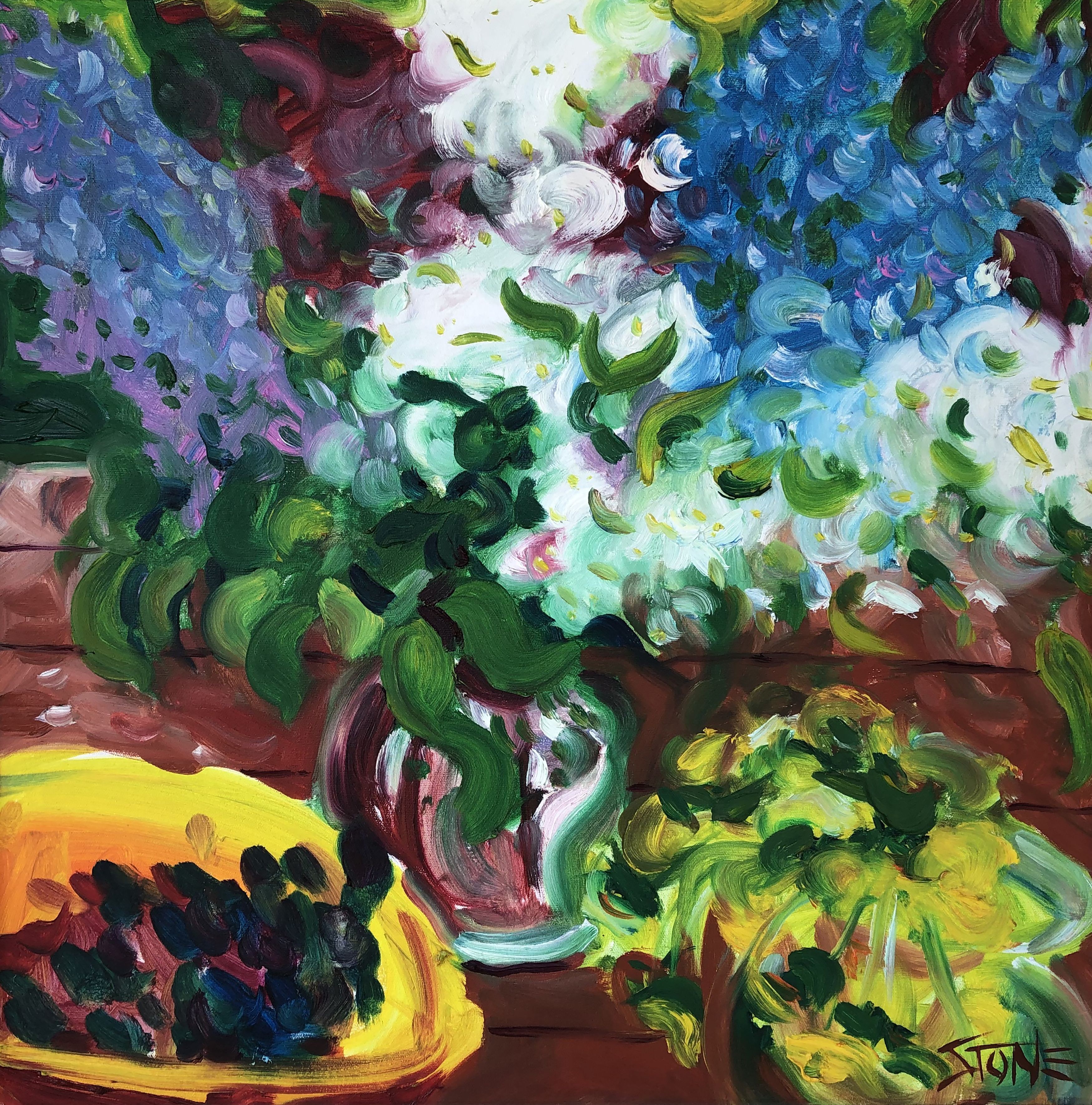 Bill Stone, Flowers and berries, Painting, Oil on canvas Bill Stone, Flowers and berries, Painting, Oil on canvas