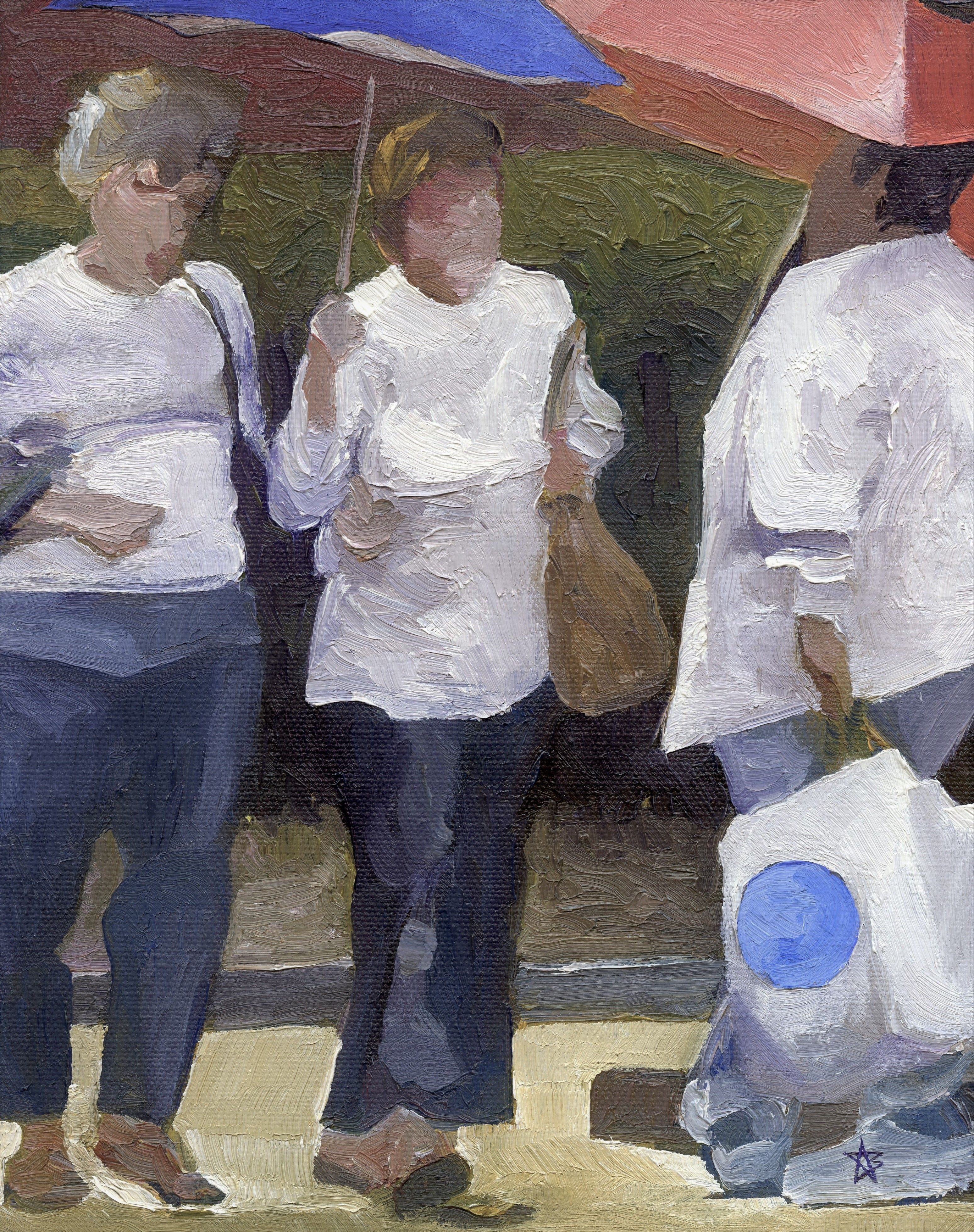 Steven Boksenbaum, 3 figures, 2 umbrellas Steven Boksenbaum, 3 figures, 2 umbrellas