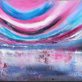 Painting, XL Magenta sky over the Lake, Susan Wooler