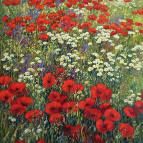 Painting, Red wildflowers, Felicia Trales
