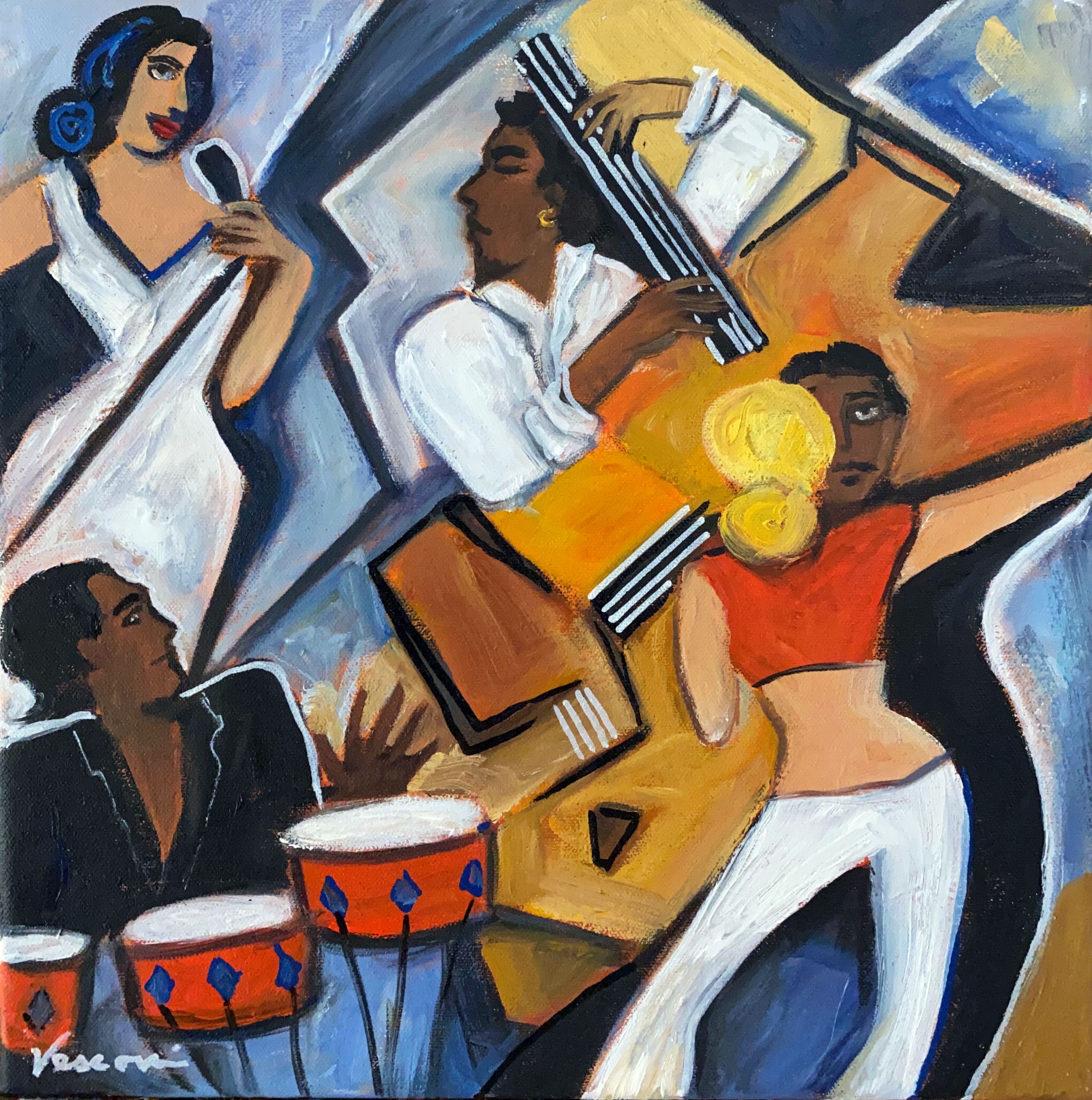Valerie Vescovi, White pants, Red bongos 2 Valerie Vescovi, White pants, Red bongos 2