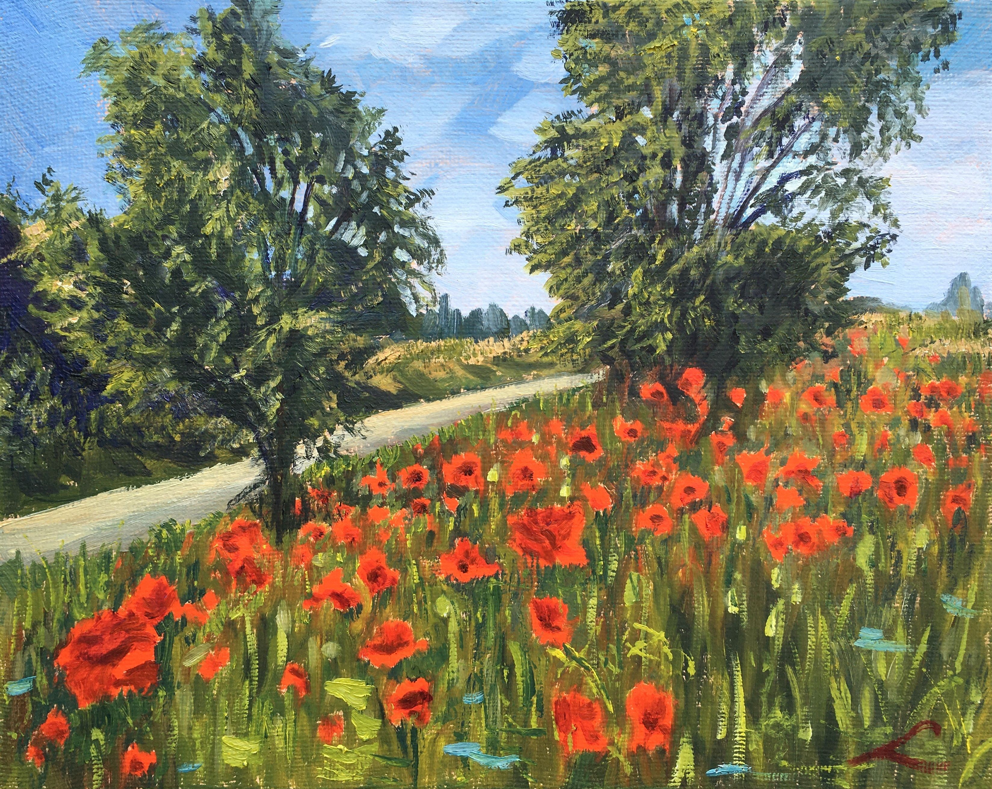 Elena Sokolova, Landscape with poppies 2 Elena Sokolova, Landscape with poppies 2