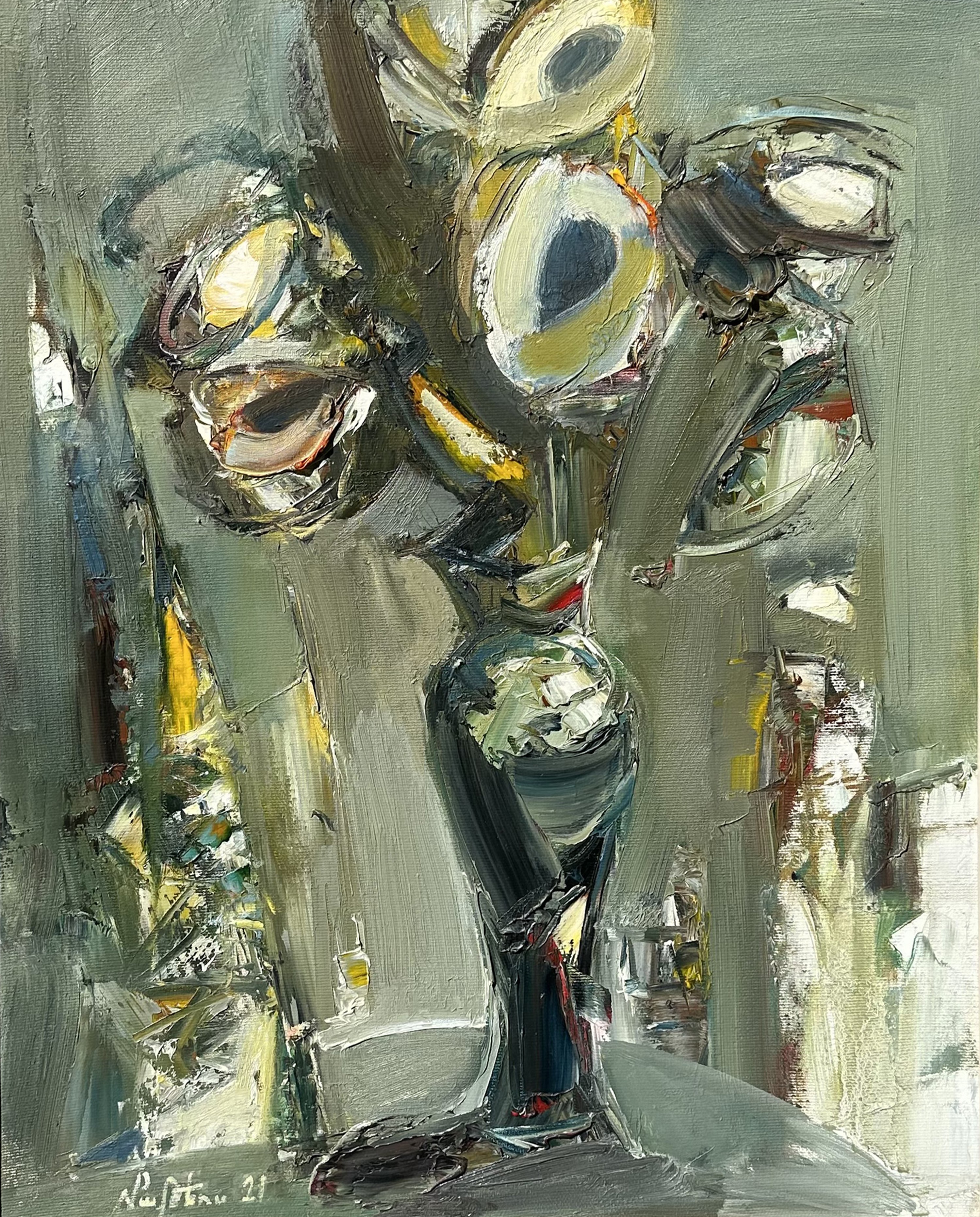 Mateos Sargsyan, Abstract flowers in vase-2 (palette knife) Mateos Sargsyan, Abstract flowers in vase-2 (palette knife)