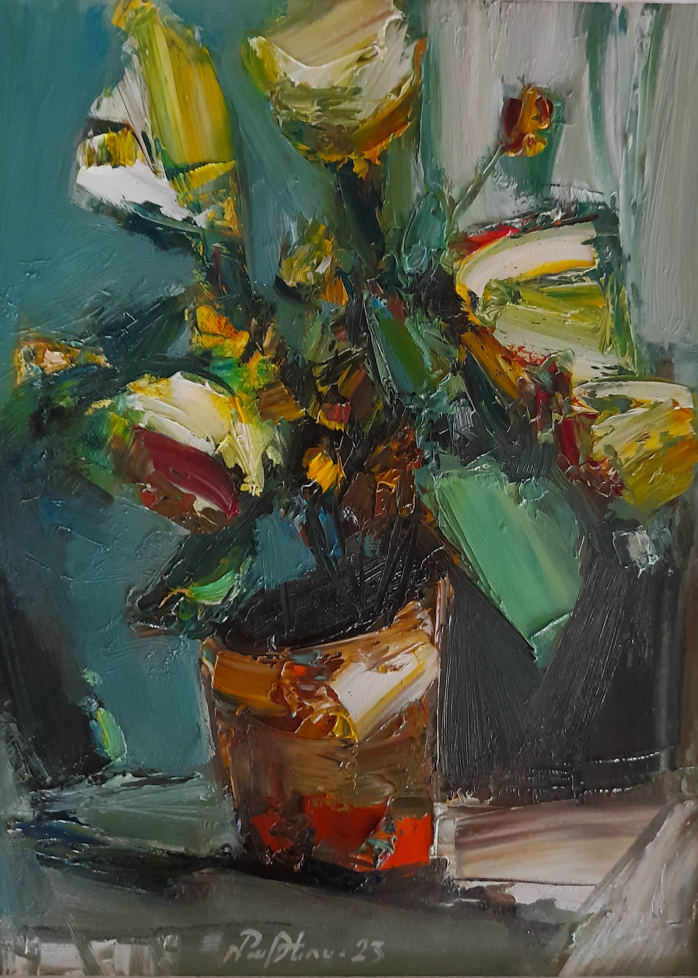 Mateos Sargsyan, Abstract flowers (palette knife) Mateos Sargsyan, Abstract flowers (palette knife)