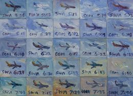 Gemälde, Planes landing into Burbank 4-4-22, John Kilduff
