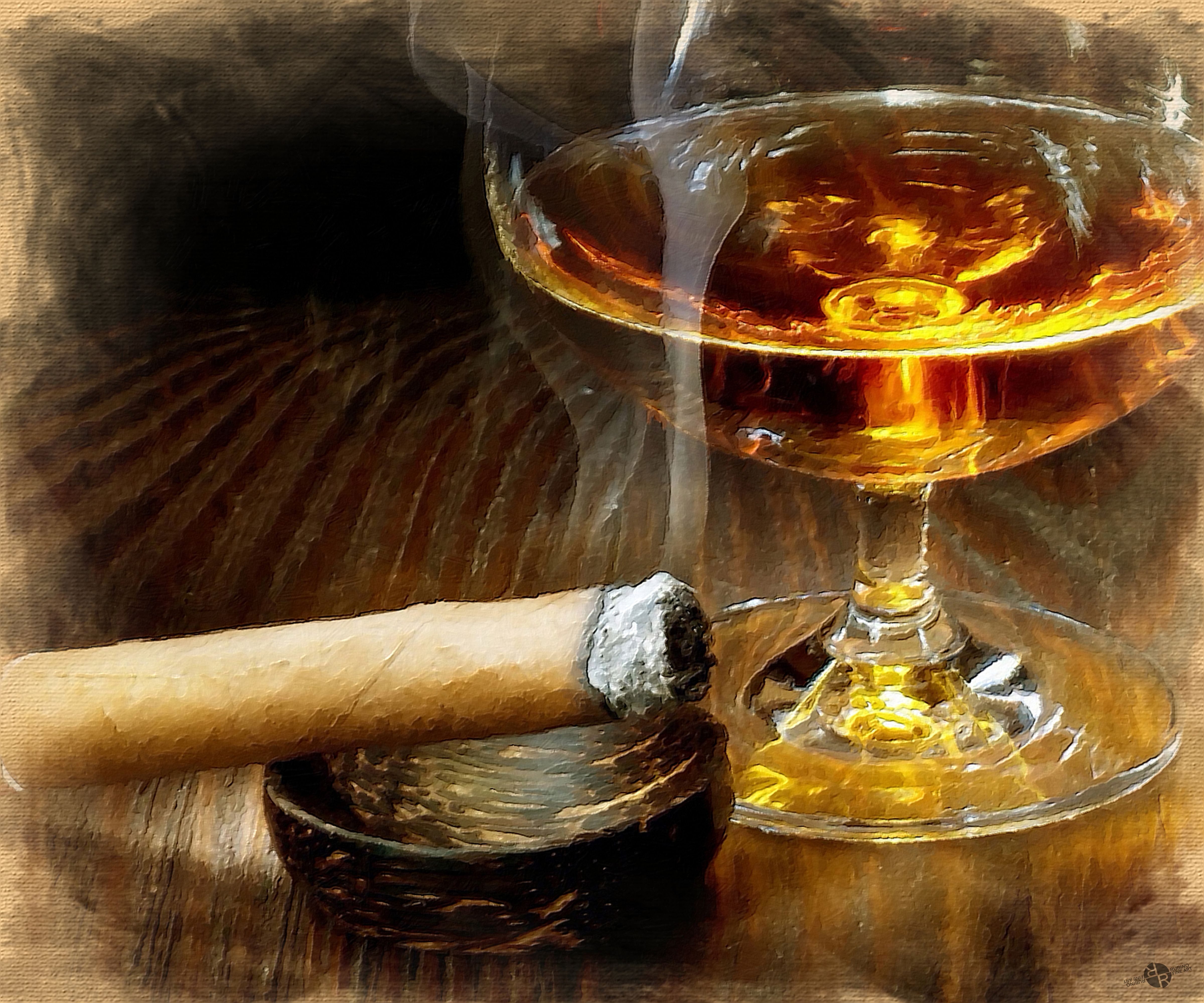 Tony Rubino, Cigar And Cordial Painting Tony Rubino, Cigar And Cordial Painting