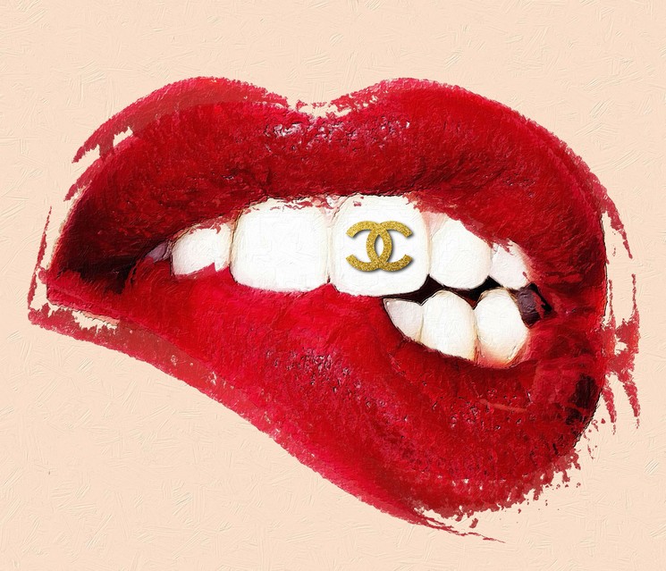▷ Chanel Sexy Lip Bite Mouth Lipstick 2 by Tony Rubino, 2021, Painting