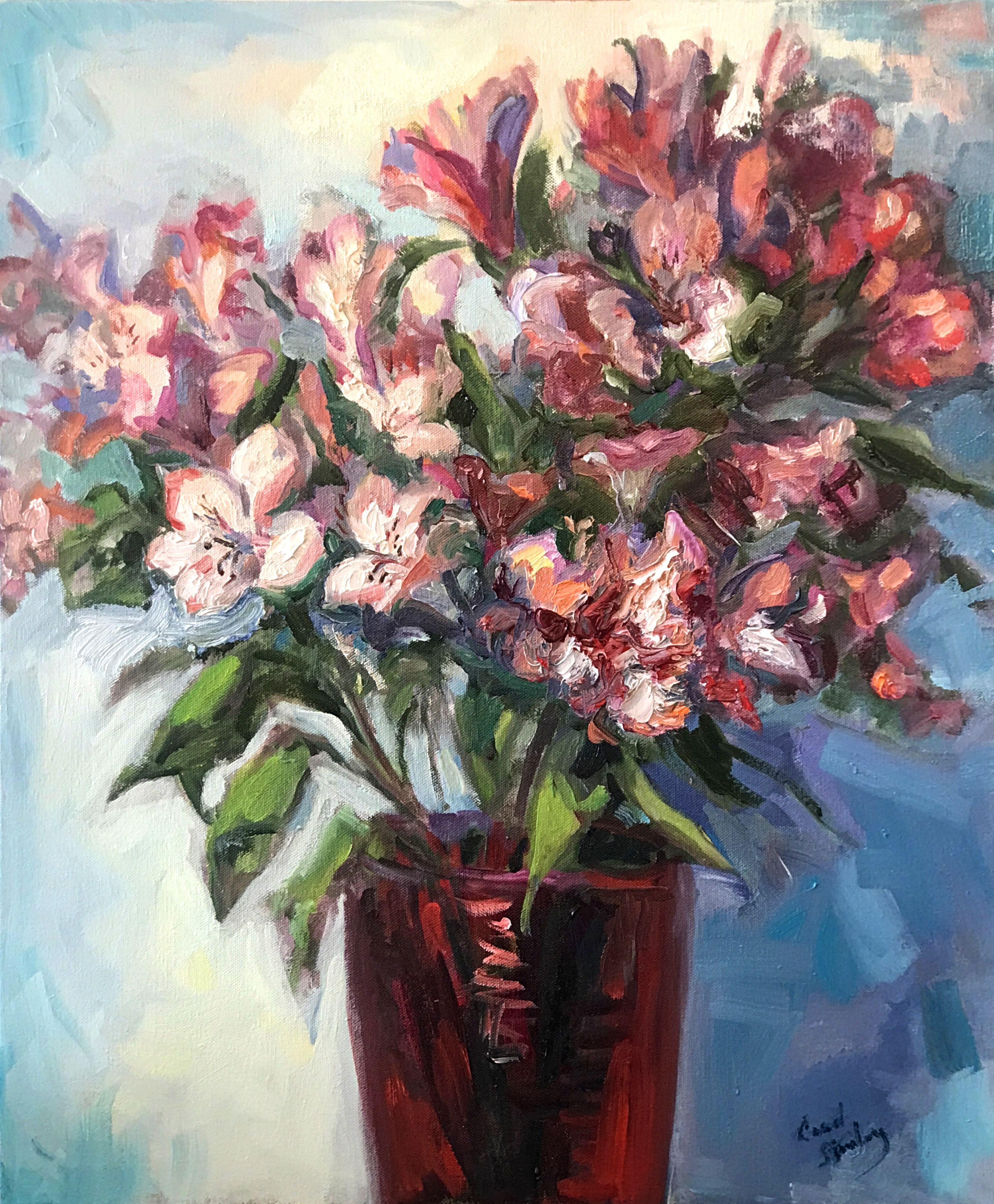 Carol Steinberg, Alstroemeria in Red Vase Carol Steinberg, Alstroemeria in Red Vase