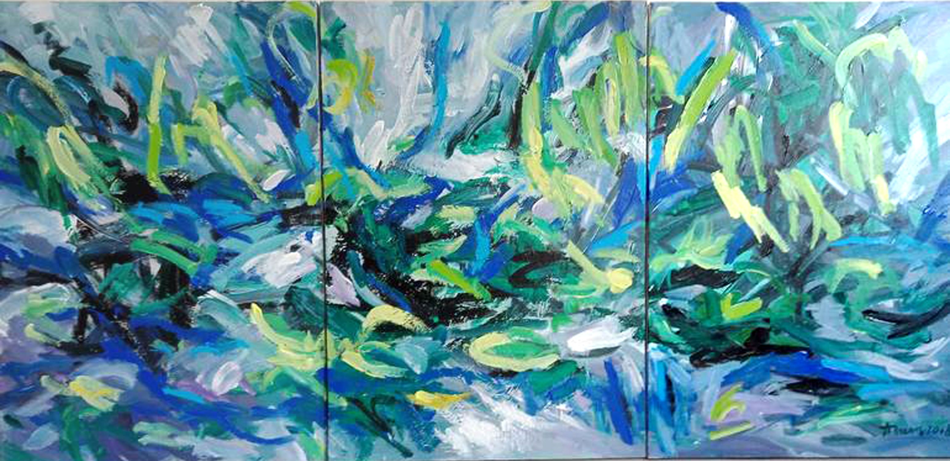 Le anh Tuan, Water lily on the lake (3 panel) Le anh Tuan, Water lily on the lake (3 panel)