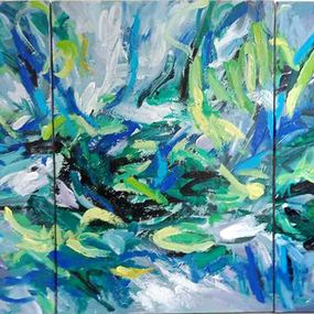 Pintura, Water lily on the lake (3 panel), Le anh Tuan