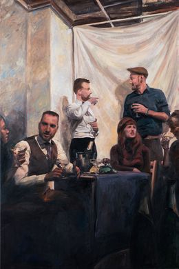 Painting, Strangers, Friends and Champagne, Roeland Kneepkens