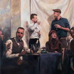 Painting, Strangers, Friends and Champagne, Roeland Kneepkens