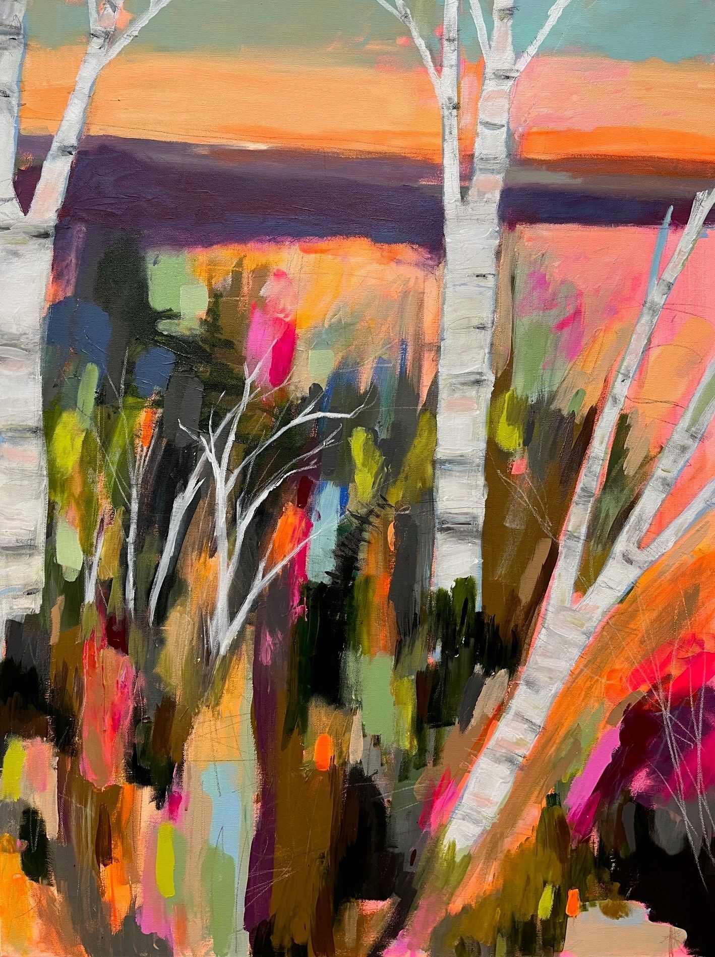 Rebecca Klementovich, Birches Bend to Left and Right Rebecca Klementovich, Birches Bend to Left and Right