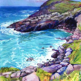 Painting, Cornwall, Cove at Tintagel, Zoe Elizabeth Norman