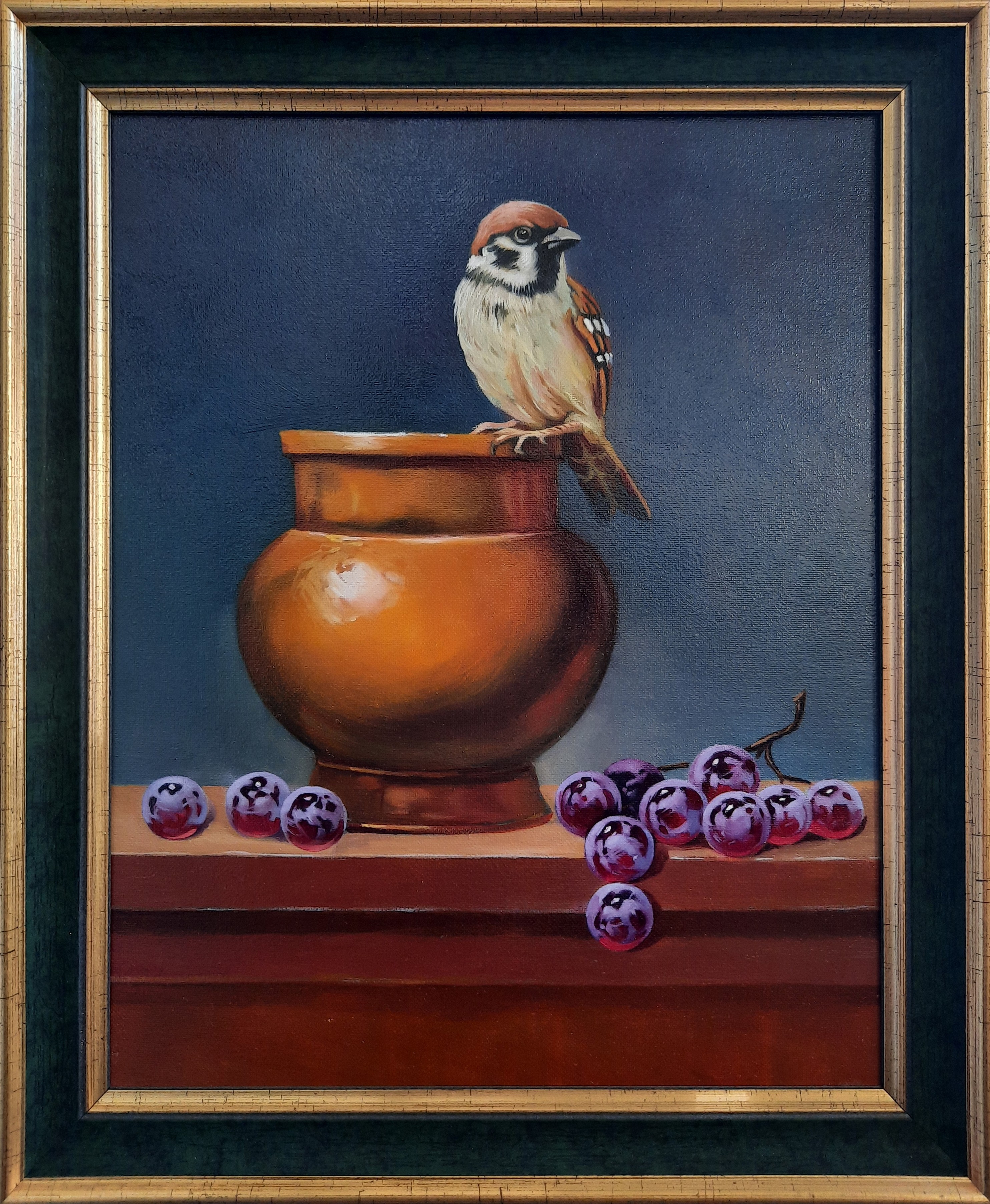 Ara Gasparyan, Still life with sparrow and grapes Ara Gasparyan, Still life with sparrow and grapes