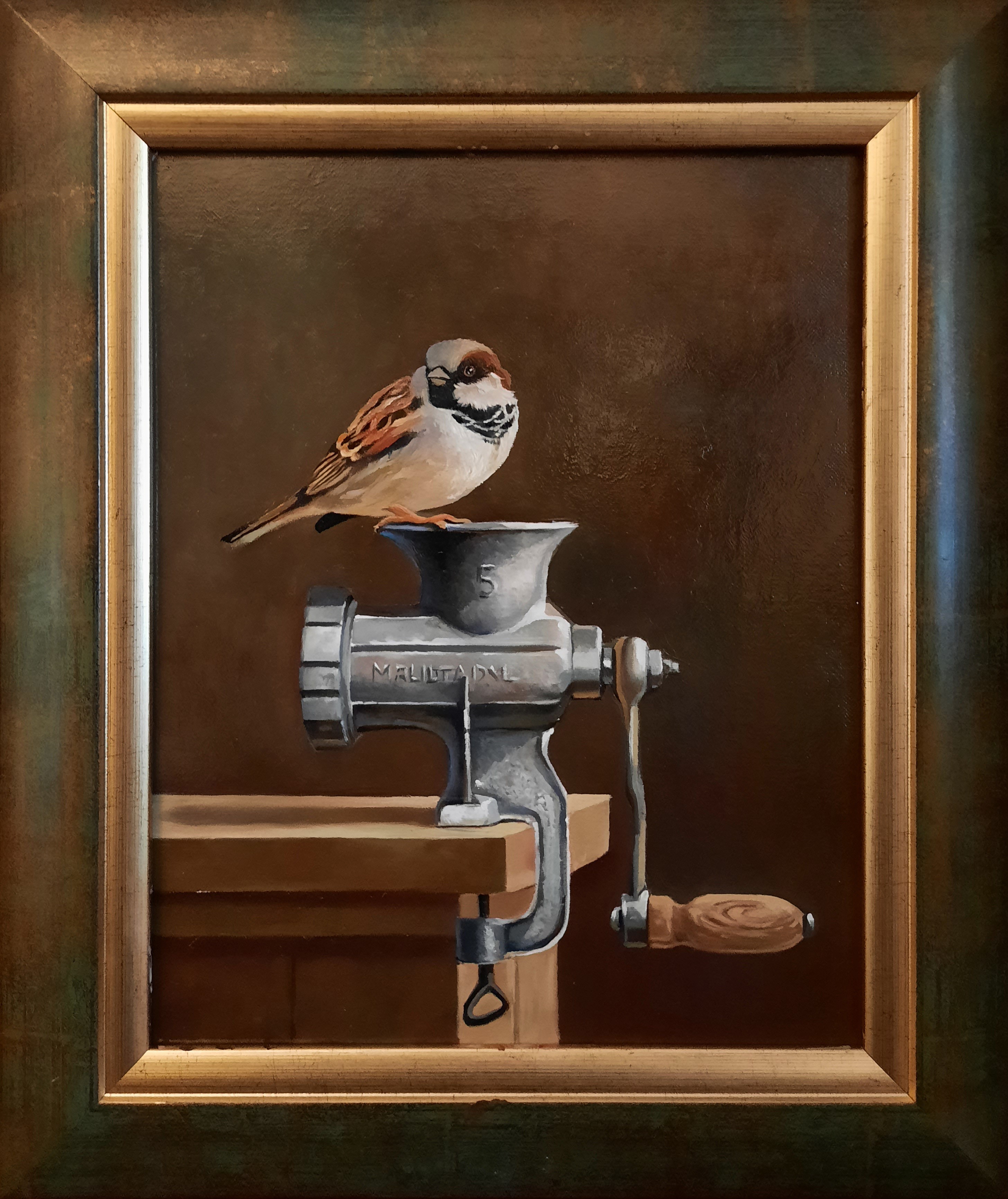 Ara Gasparyan, Still life with sparrow and meat grinder Ara Gasparyan, Still life with sparrow and meat grinder