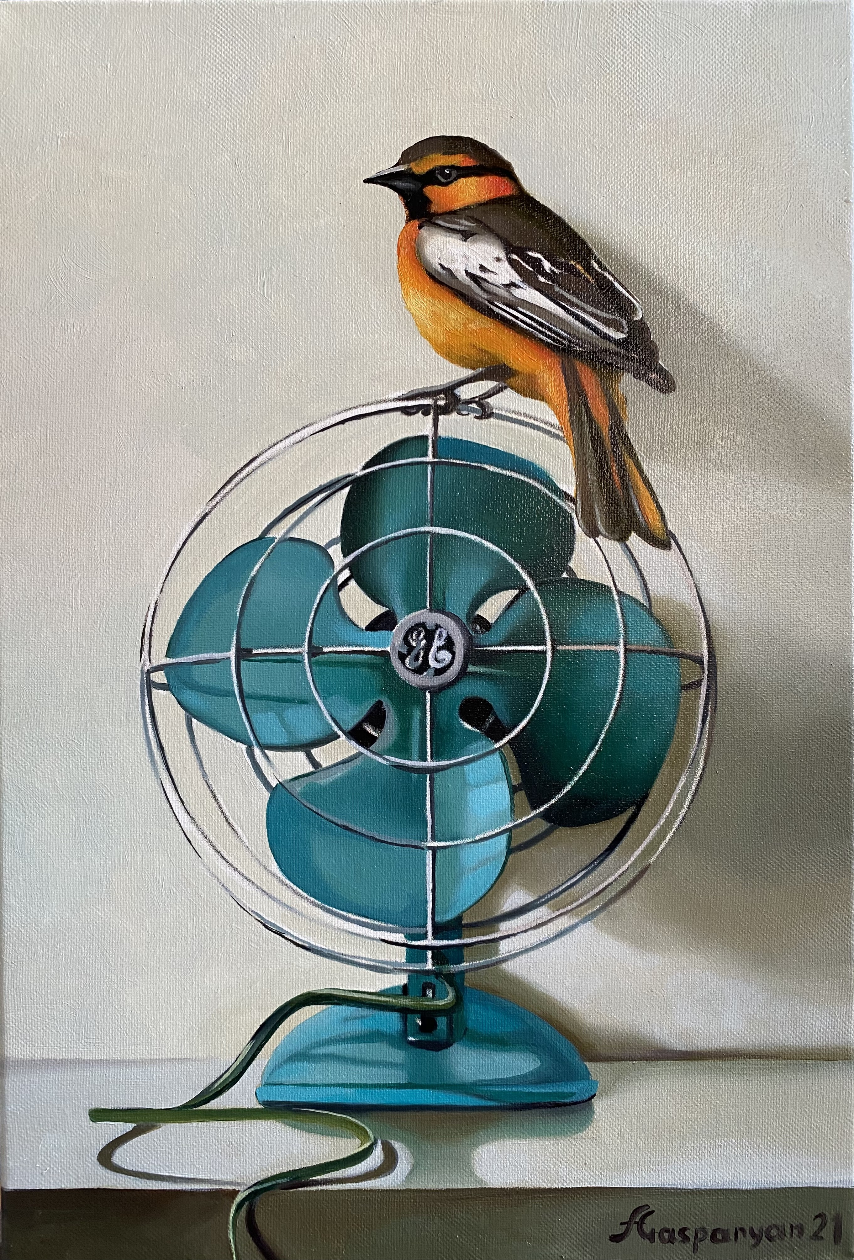 Ara Gasparyan, Still life with bird and fan Ara Gasparyan, Still life with bird and fan