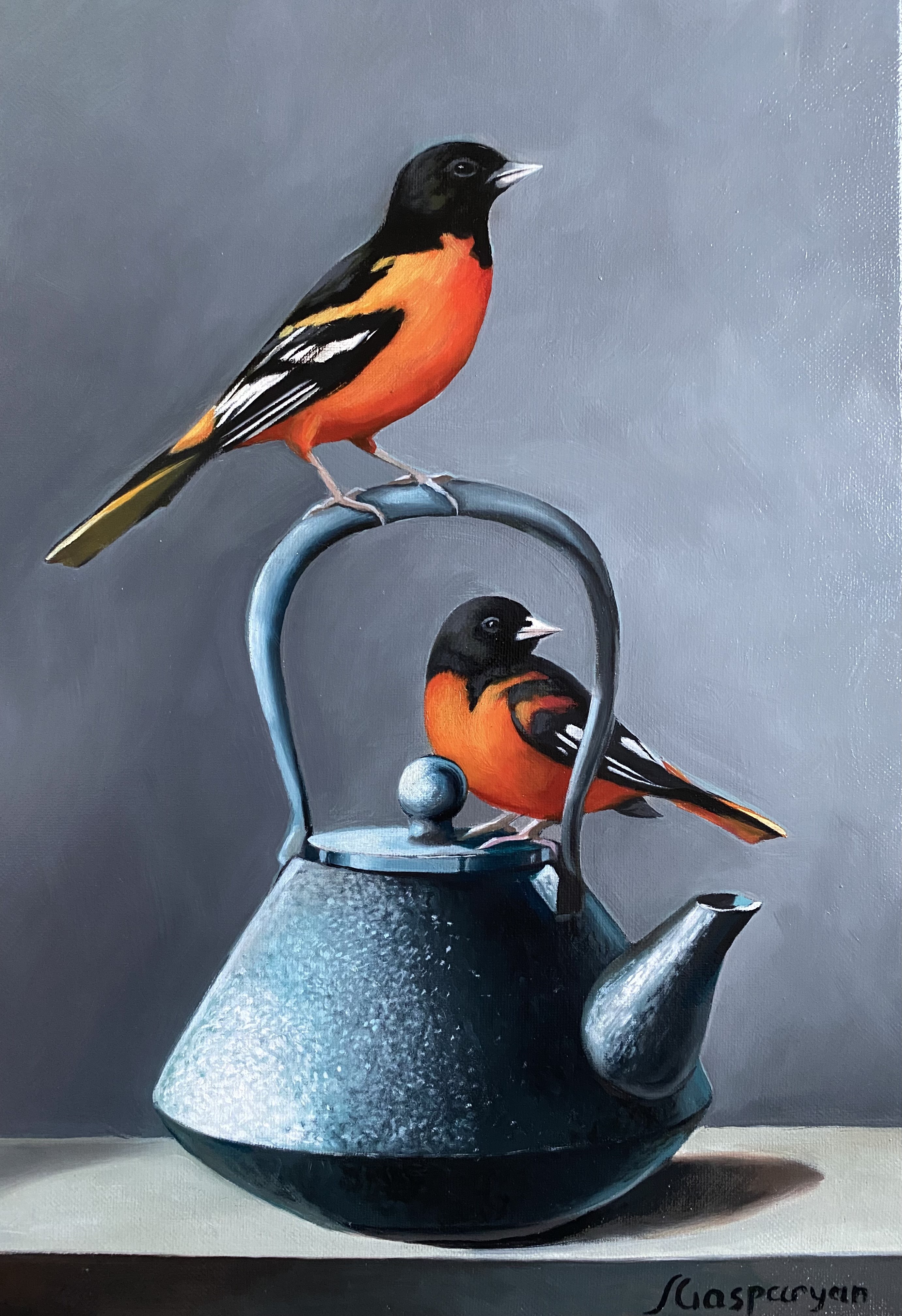 Ara Gasparyan, Still life with birds and kettle Ara Gasparyan, Still life with birds and kettle
