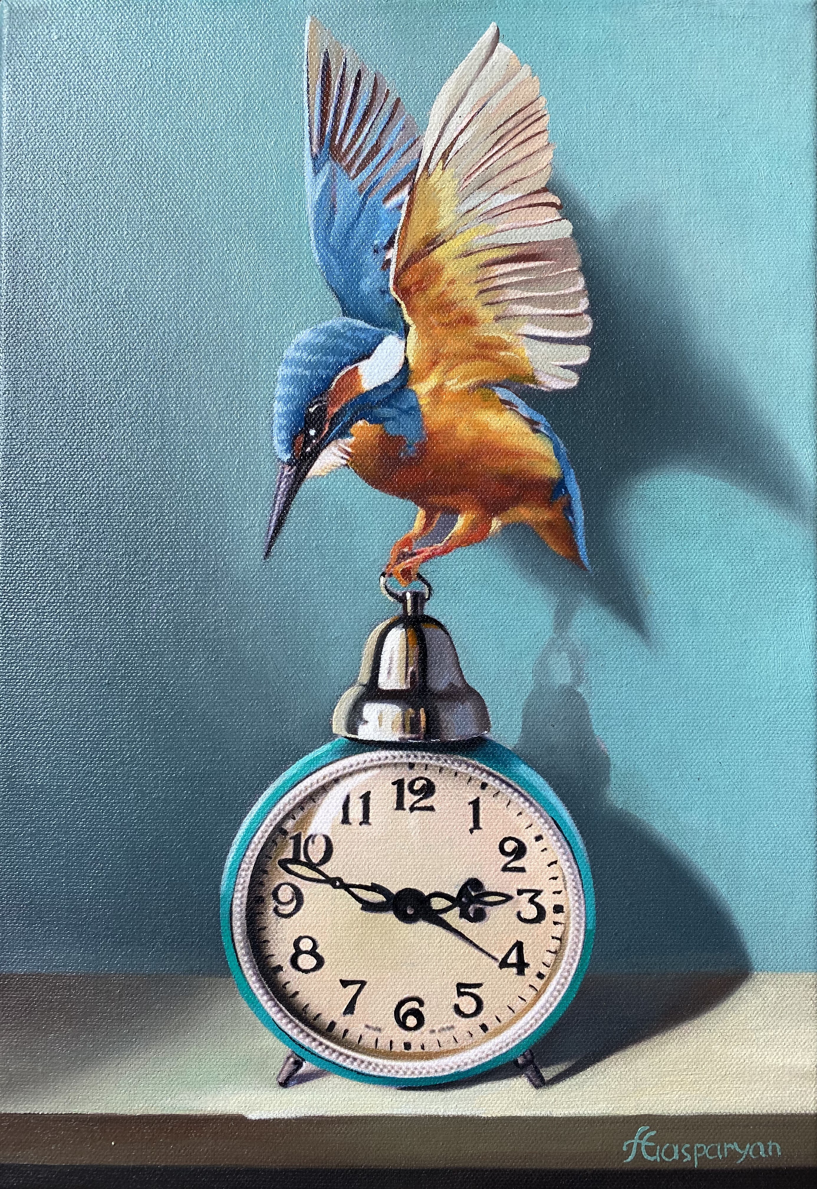 Ara Gasparyan, Still life with bird and clock Ara Gasparyan, Still life with bird and clock