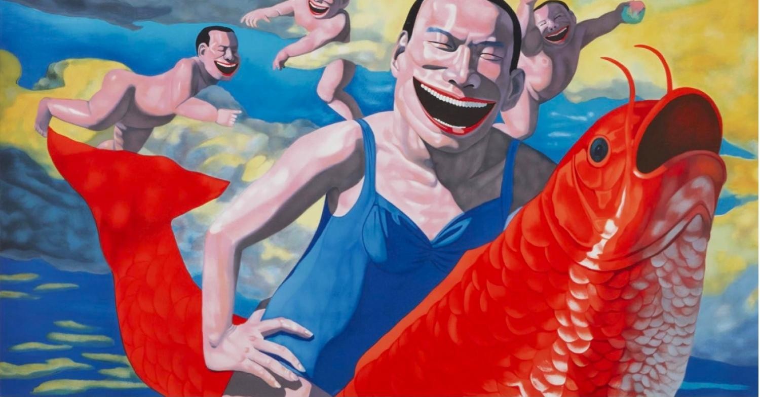 Yue Minjun, Birds of peace Yue Minjun, Birds of peace