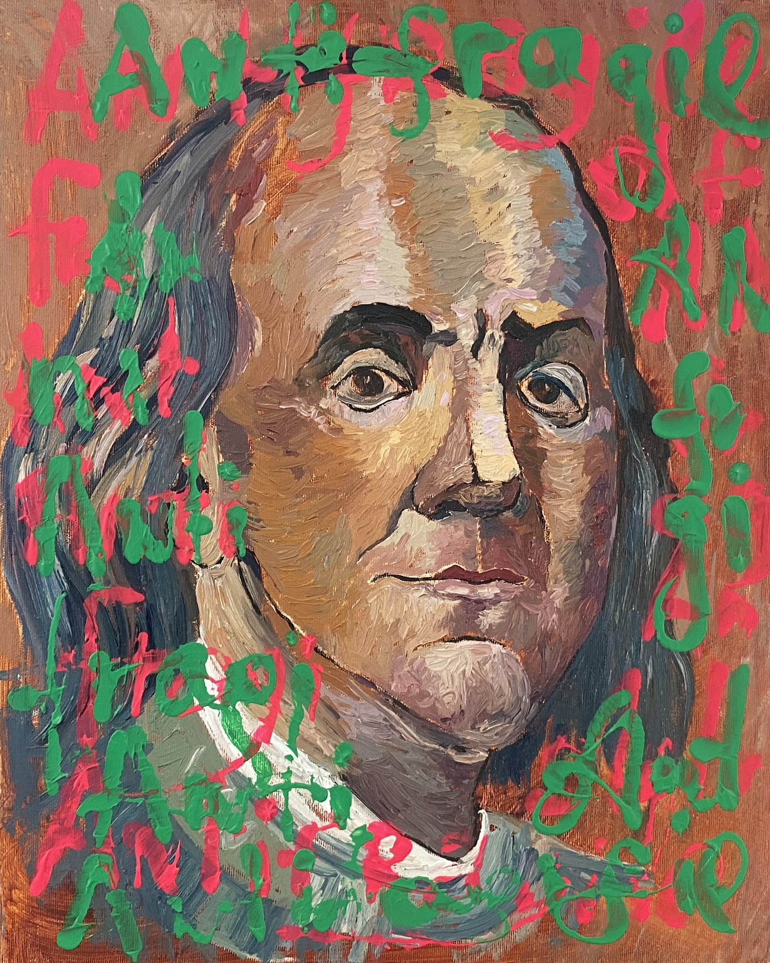 Dasha Pogodina, Benjamin Franklin Pop Art Painting - Antifragile Dasha Pogodina, Benjamin Franklin Pop Art Painting - Antifragile