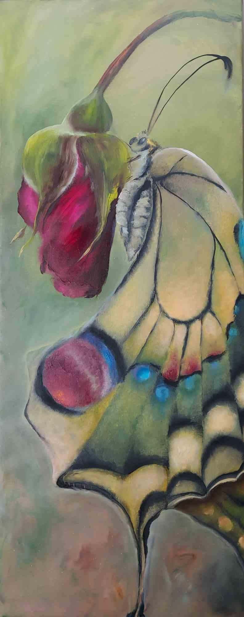 Elena Mardashova, Yellow Butterfly on the Rose Elena Mardashova, Yellow Butterfly on the Rose