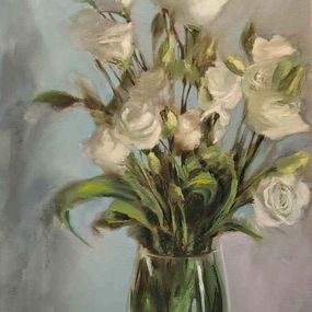 Peinture, Small White Roses, Elena Mardashova