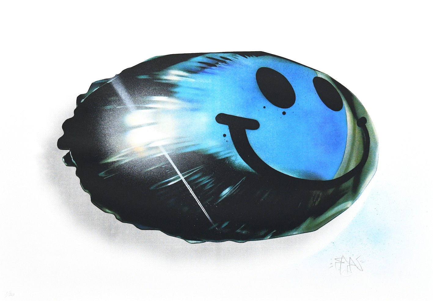 Fanakapan, Pulling faces anamorphic blue smiley Fanakapan, Pulling faces anamorphic blue smiley
