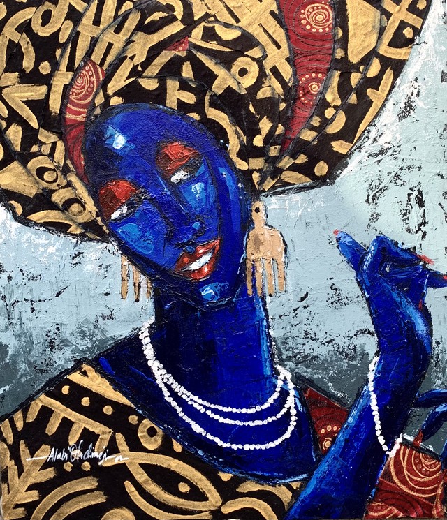 Oladimeji Alabi, Obirin Asiko (Fashionable Woman), Painting on canvas