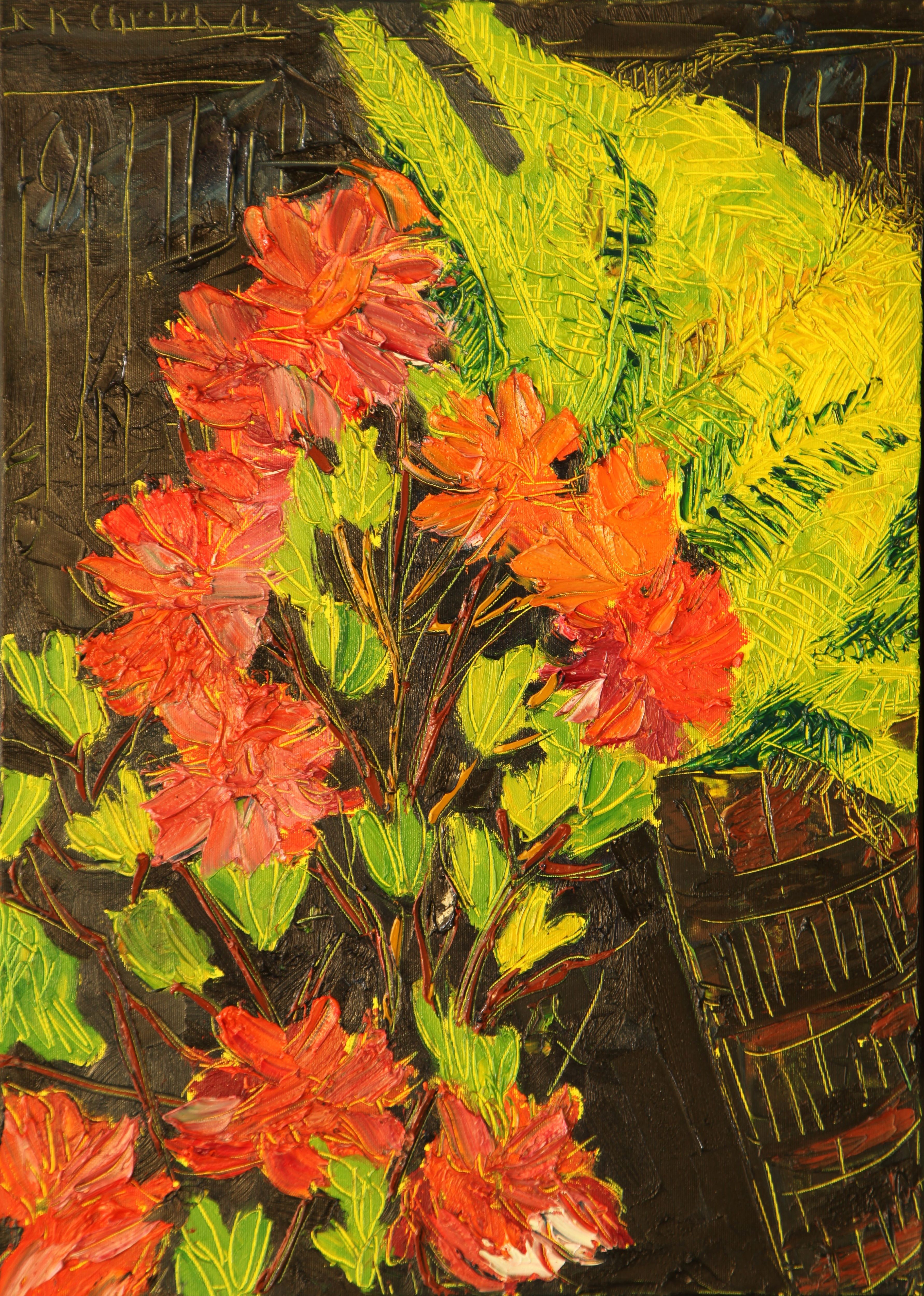 Karl-Karol Chrobok, Dahlias with tower Karl-Karol Chrobok, Dahlias with tower