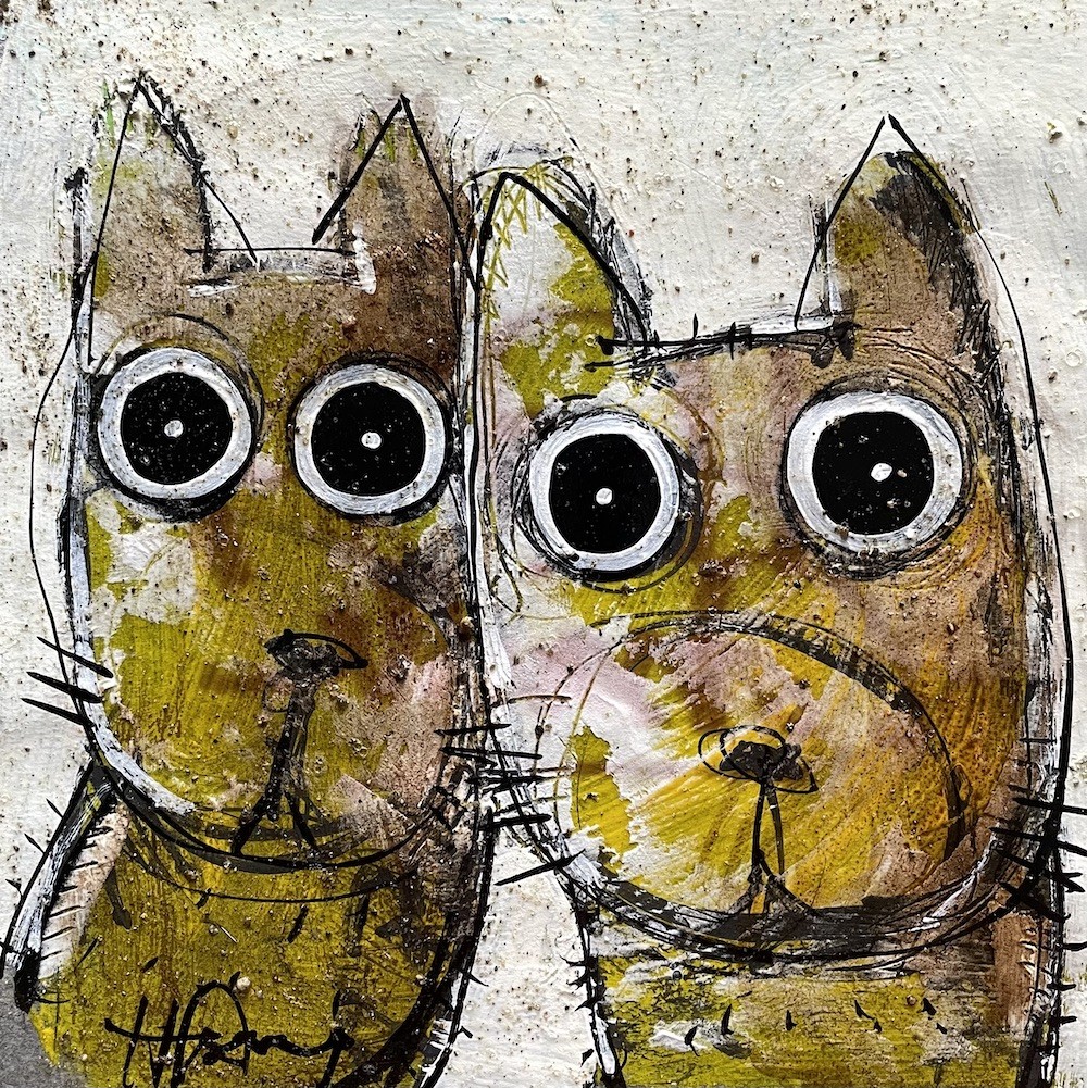 Hervé Maury, 2 Chats sur papier Hervé Maury, 2 Chats sur papier