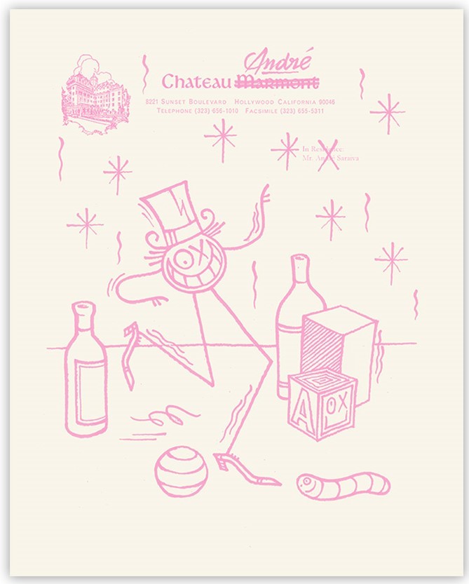 André Saraiva, Château André pink on white André Saraiva, Château André pink on white