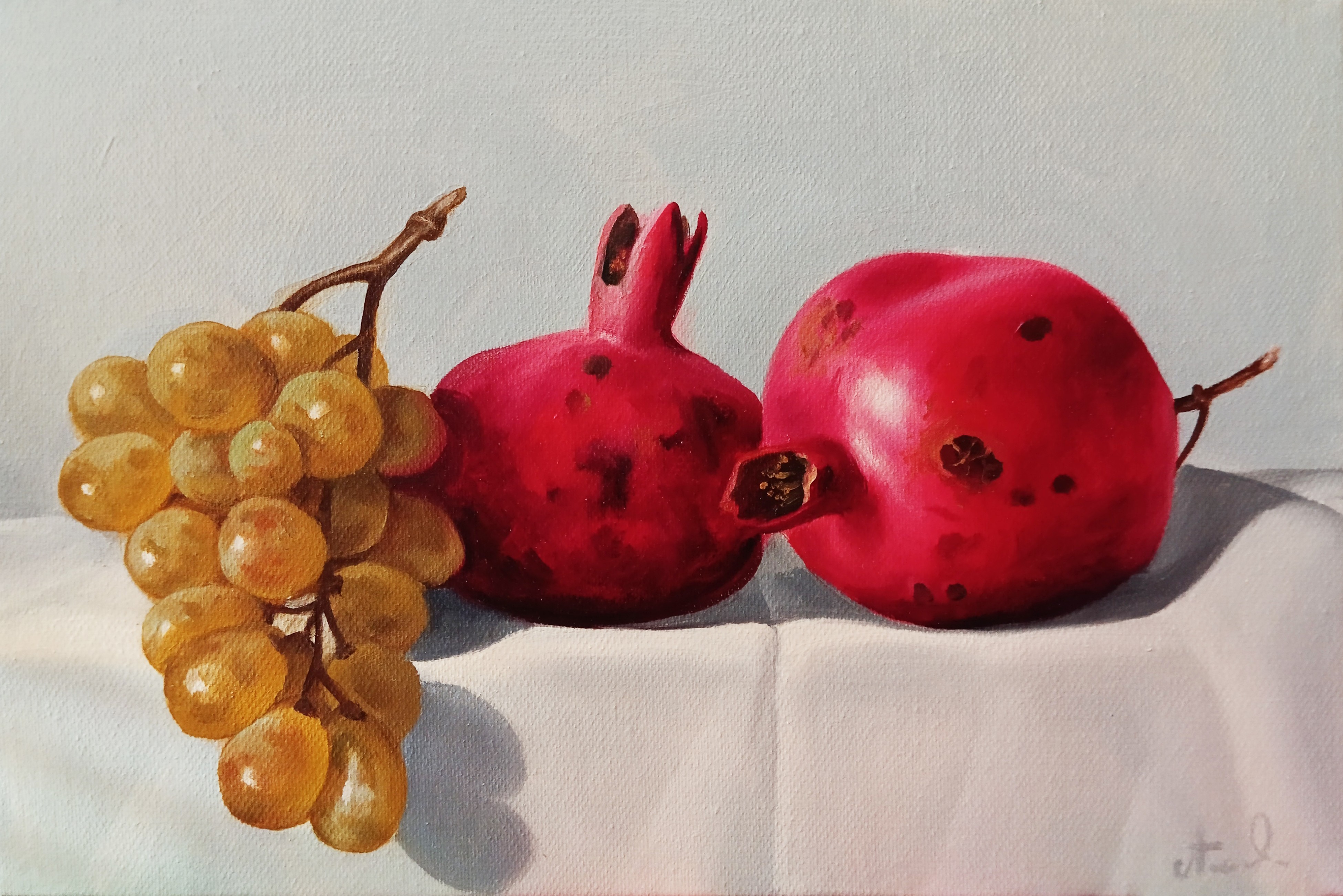 Tamar Nazaryan, Still life with pomegranates and grape Tamar Nazaryan, Still life with pomegranates and grape